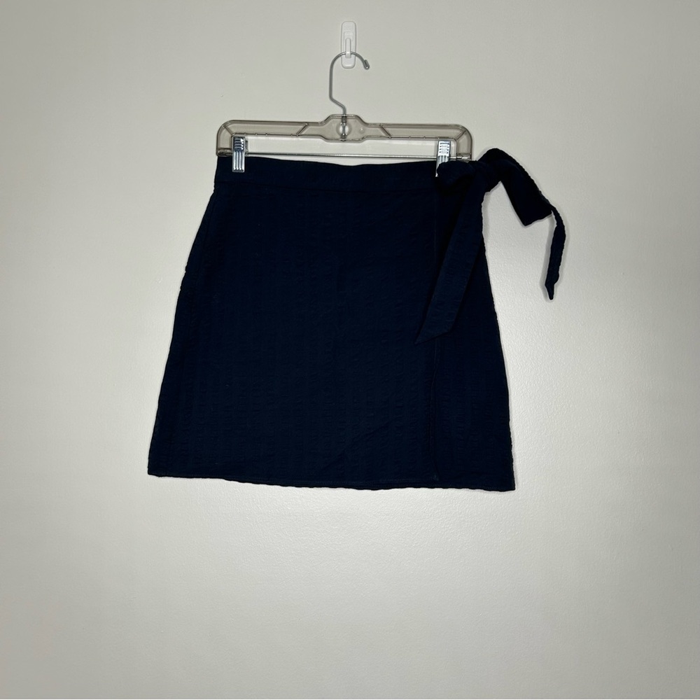 NWT J Crew Navy Blue Faux Wrap Skirt Size 2